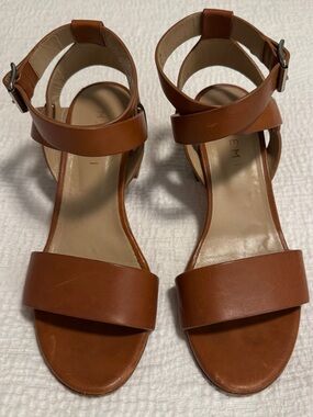 M. Gemi Tan Leather Ankle-Strap Sandals